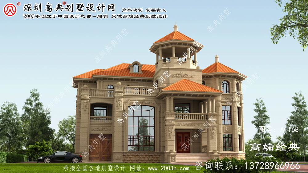 扶绥县农村住宅设计的三层独户别墅方案。