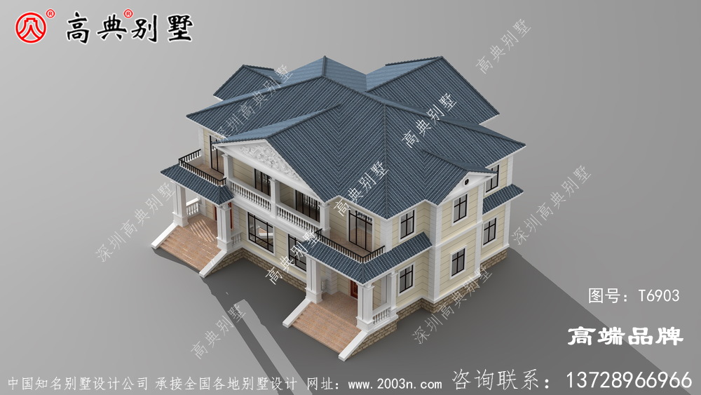 两层双拼别墅外观效果图