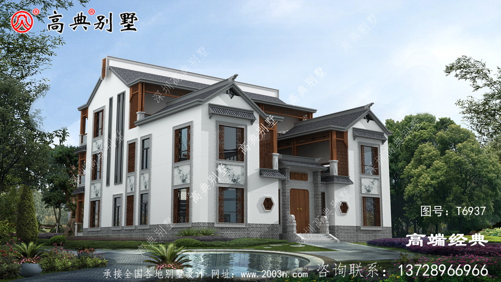 偃师市中式花园仿古住宅效果图片和户型图，中国传统精髓