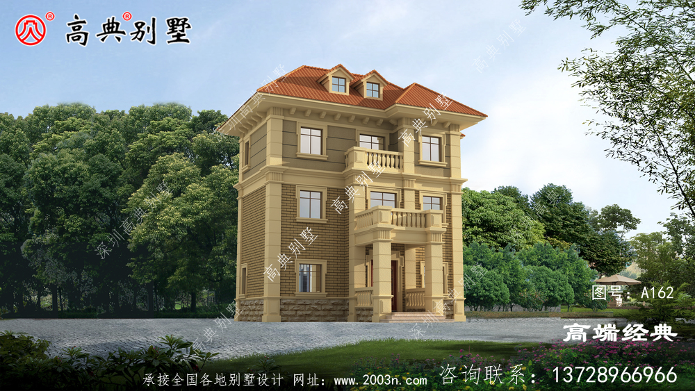 外墙以暖色为主，给人温暖的家的感觉