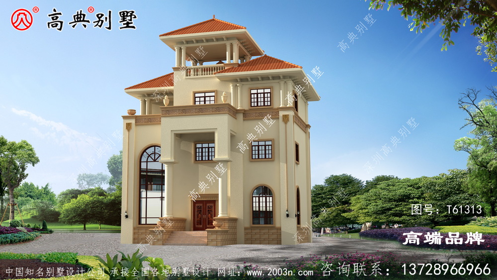 复式三层简欧别墅，不管南方北方都适合建造!