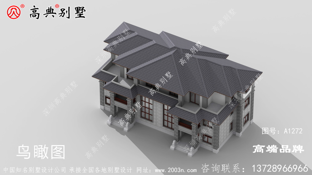 中式别墅外观图，实用的户型深入人心