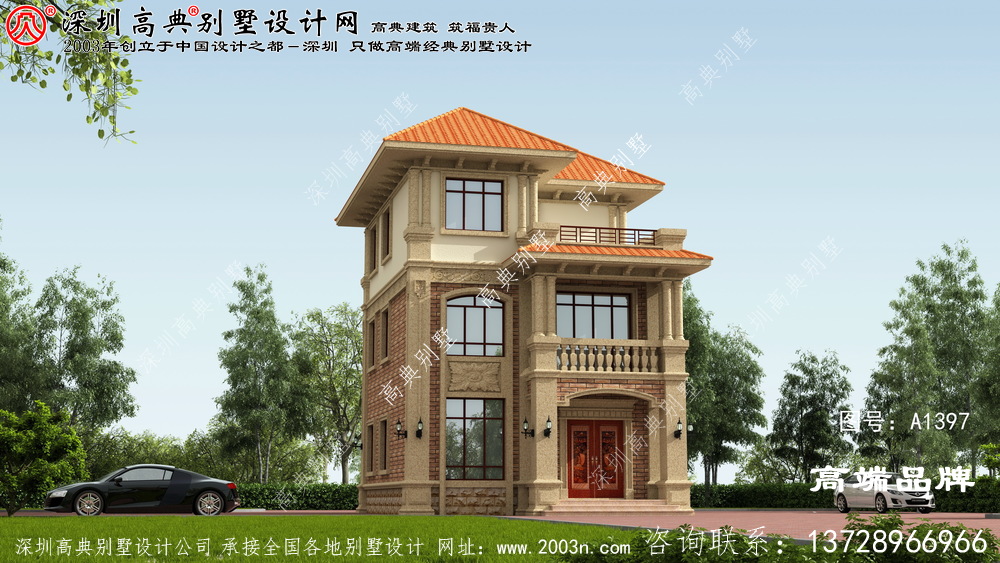 简洁实用三层别墅设计图和平面户型图