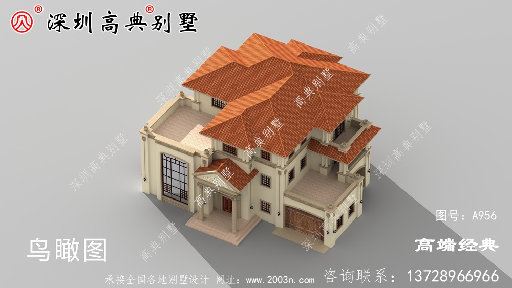 乡村三层别墅的设计图纸，符合80后的审美
