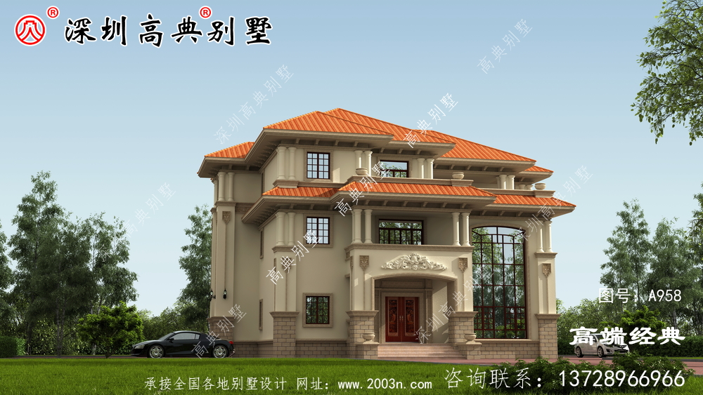 乡村自建房三层外观效果图，大气内部布局无可挑剔。