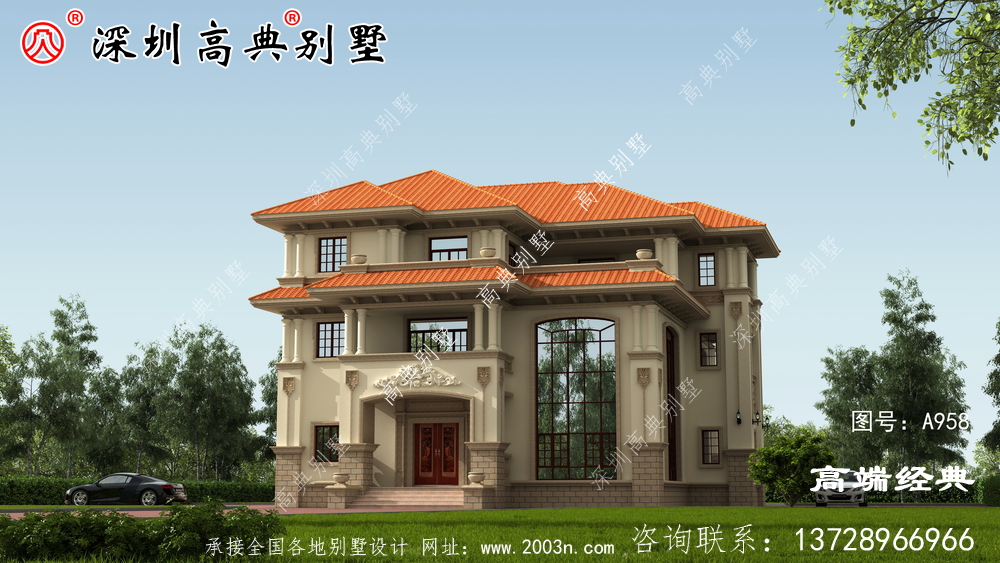 乡村自建房三层外观效果图，大气内部布局无可挑剔。