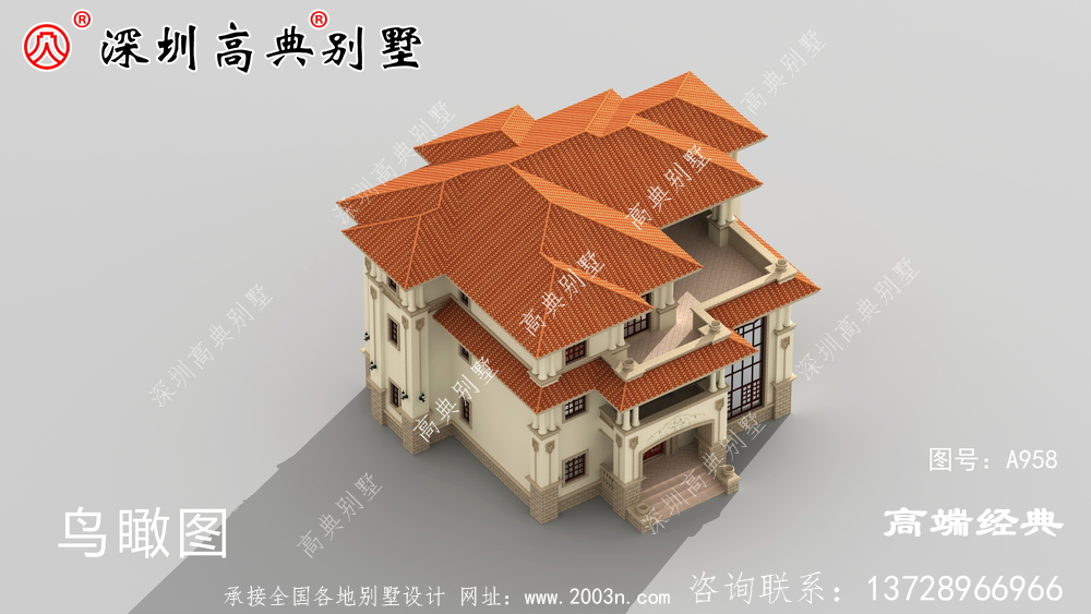 乡村自建房三层外观效果图，大气内部布局无可挑剔。