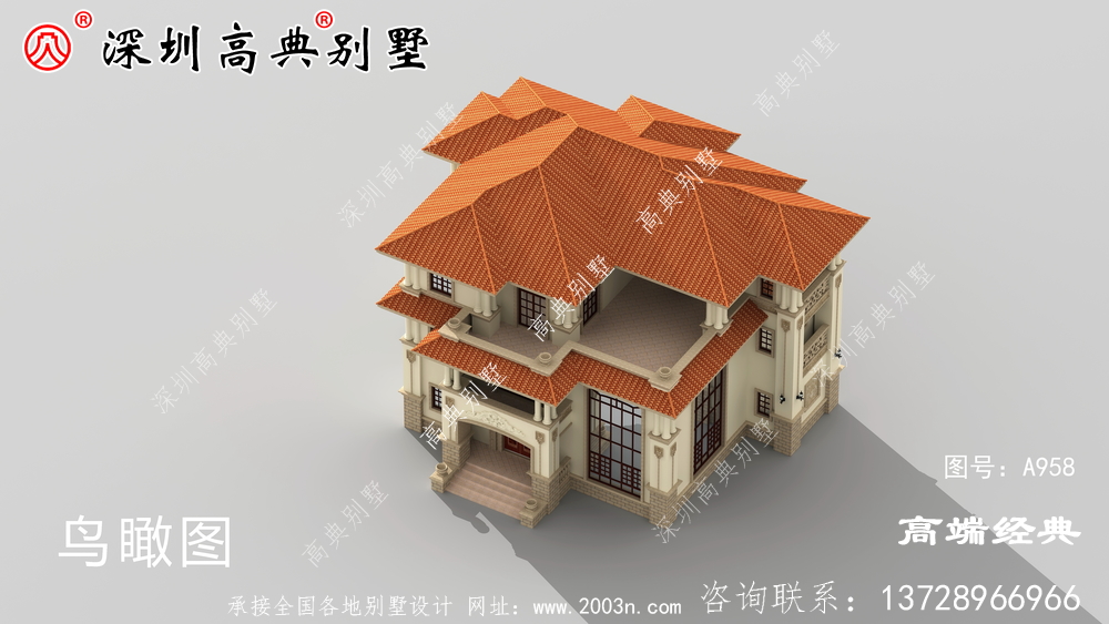 乡村自建房三层外观效果图，大气内部布局无可挑剔。